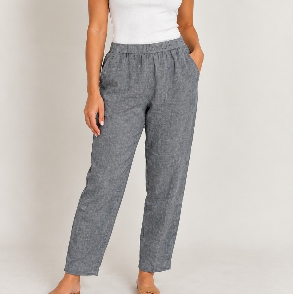Eileen Fisher Organic Handkerchief Linen Tapered Pants Coastal Quiet Luxury Chic